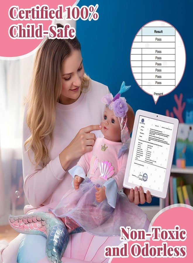 BABESIDE دمية حورية البحر من بيبي سايد، دمية طفلة واقعية ناعمة بطول 15 بوصة مع ذيل حورية بحر لامع وإكسسوارات، ألعاب حورية بحر لطيفة للفتيات من سن 3 إلى 10 سنوات، هدية مثالية لأعياد الميلاد والكريسماس. - Image 4